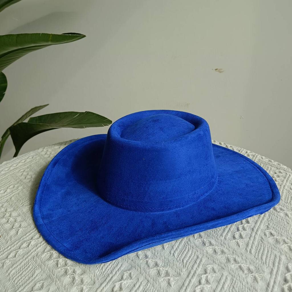 Cappello fedora western cowboy classico con top concavo convesso in camoscio a tesa larga uomo e donna cappello da cowboy moda festa cappello a tesa larga cowgirl