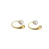 Elegant French Brass Gold-Plated Faux Pearl Detachable Ear Hook Earrings