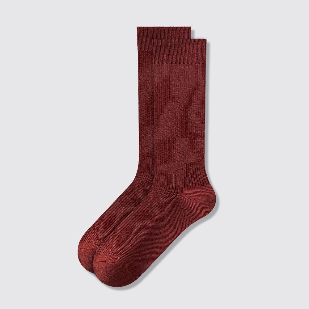 Female Autumn and Winter Style Cotton Antibacterial Red Moon Non Boneless Tube Pile Socks