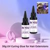 30g UV Curing V Light Glue for Hair Extensions, Fast Curing Invisible & Waterproof Adhesive for Long-Lasting Hair & Lash Extensions