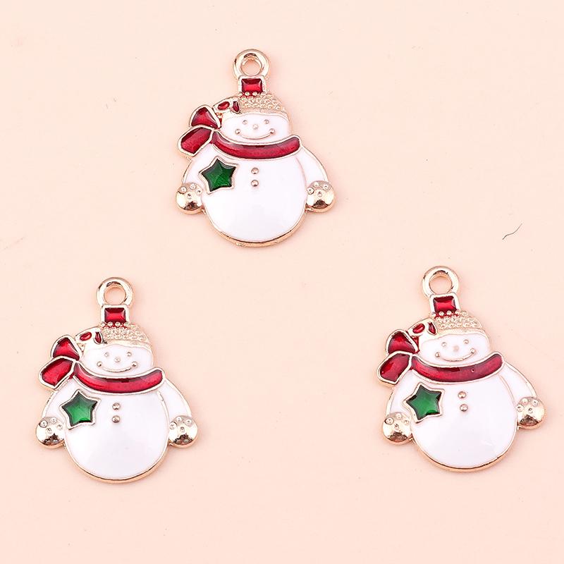 10pcs 19x21mm Enamel Winter Snowflake Charms for Jewelry Making New Year Christmas Earrings Pendant Necklaces DIY Craft Supplies