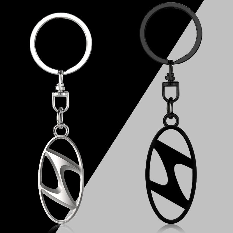 1Pcs 3D Metal Car Badge Keychain Zinc Alloy Keyrings Auto Accessories For Hyundai Accent AMICA Aslan Azera DYNASTY Elantra Equus Galloper