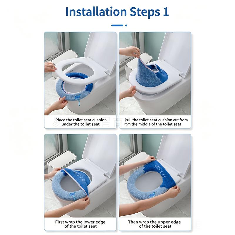 Toilet Seat Cover 1Pcs Soft Warmer Cushioned Pad Thickened Washable Bathroom Mat for Winter Comfort