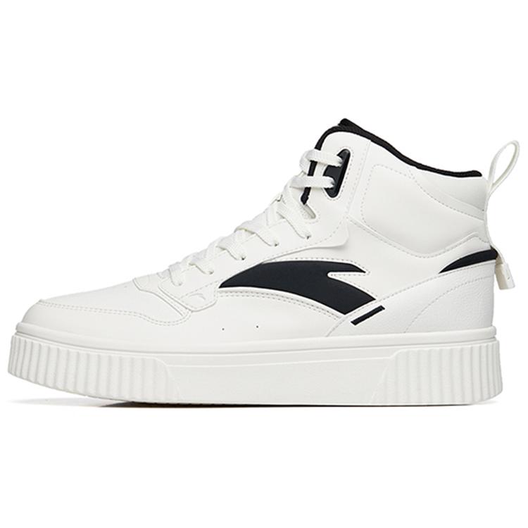 New Anta Life Collection Slip Resistant High Top Skateboard Shoes Men's White Black 912248015-1