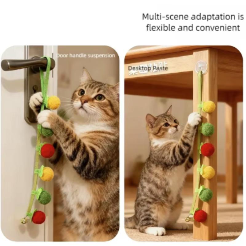 Durable Tomato Shaped Cat Teaser Toy with Bell Interactive Self-Play Toy for Boredom Relief Essential Pet Supplies for Cats