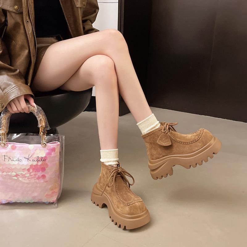 Fashion Ankle Boots for Women High Heels Lace Up Fashion Shoes Platform Casual Sport Boots 2025 Winter New Designer Chelsea Boots