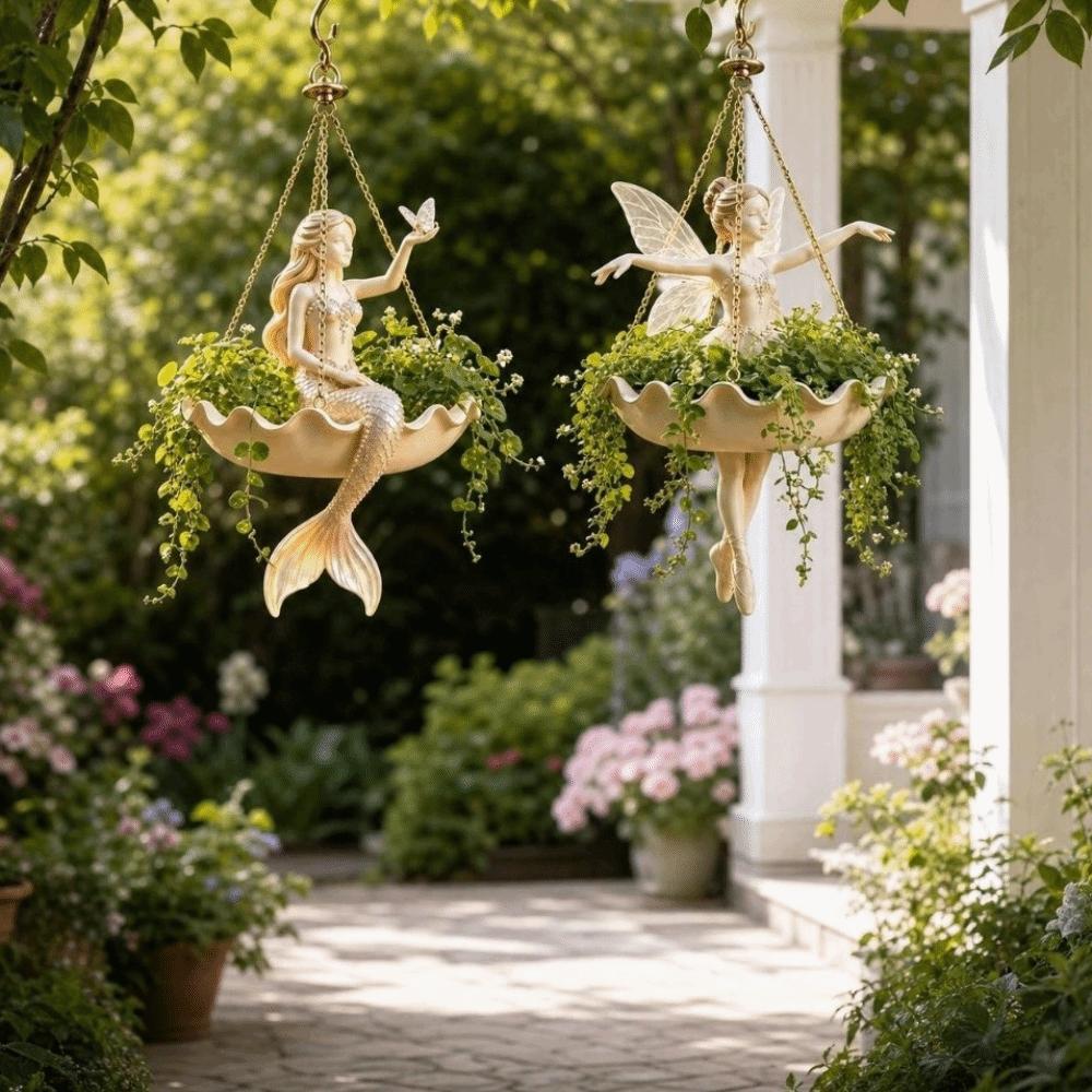 Elegante Bailarina de Ballet Maceta Colgante Resina Sirena Soporte para Plantas Contenedor de Flores Hogar Balcón