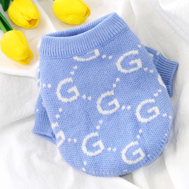 

Синий свитер для собаки, креативный вязаный свитер с буквами для щенков, осенне-зимняя одежда для домашних животных, теплый пуловер Тедди, мягкая домашняя одежда из бишона M синий