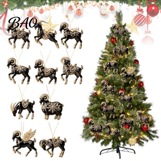 Personalized Gift for Family And Friends Black Goat Christmas Tree Hanging Ornament, 2D Acrylic Festive Clear Pattern Pendant Pendant, Decorative Car