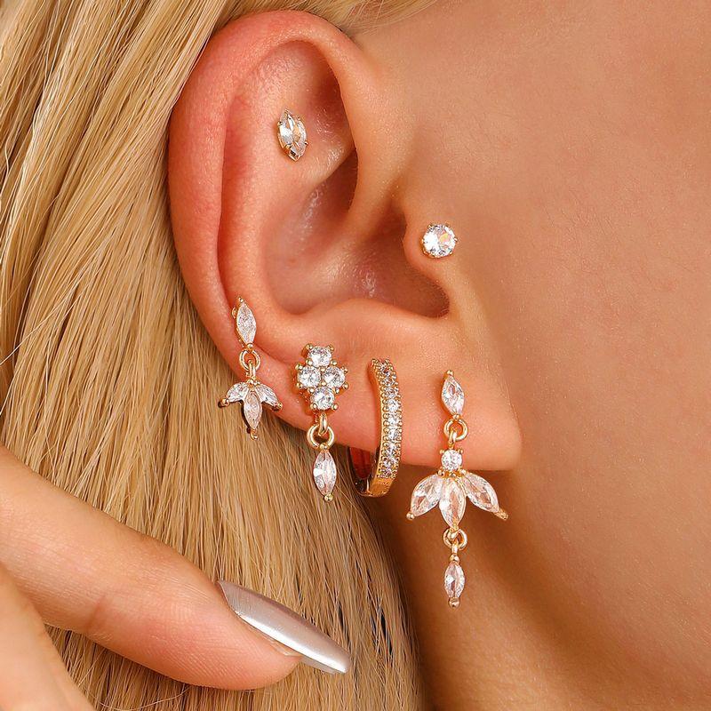 Fashion ins Star Moon Leaf Ear Bone Nail Ear Clip Ear Buckle Tassel Earrings Women's Fashion Overlapped Single Ear Suit Earrings