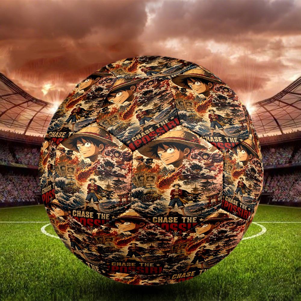 One Piece Print Size 5 Soccer Ball, Standard Match Football for Sports Game and Team Practice, Ideal Gift for Soccer Fans