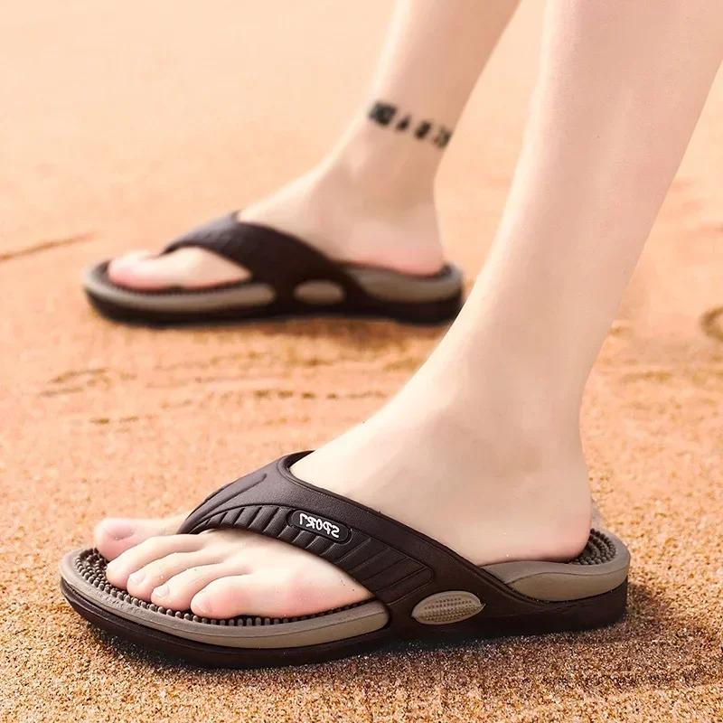 Massage Flip Flops for Men Summer Breathable Beach Shoes Sandals 46 Men Luxury Flip Flops Breathable Plus Big Size Men Slippers