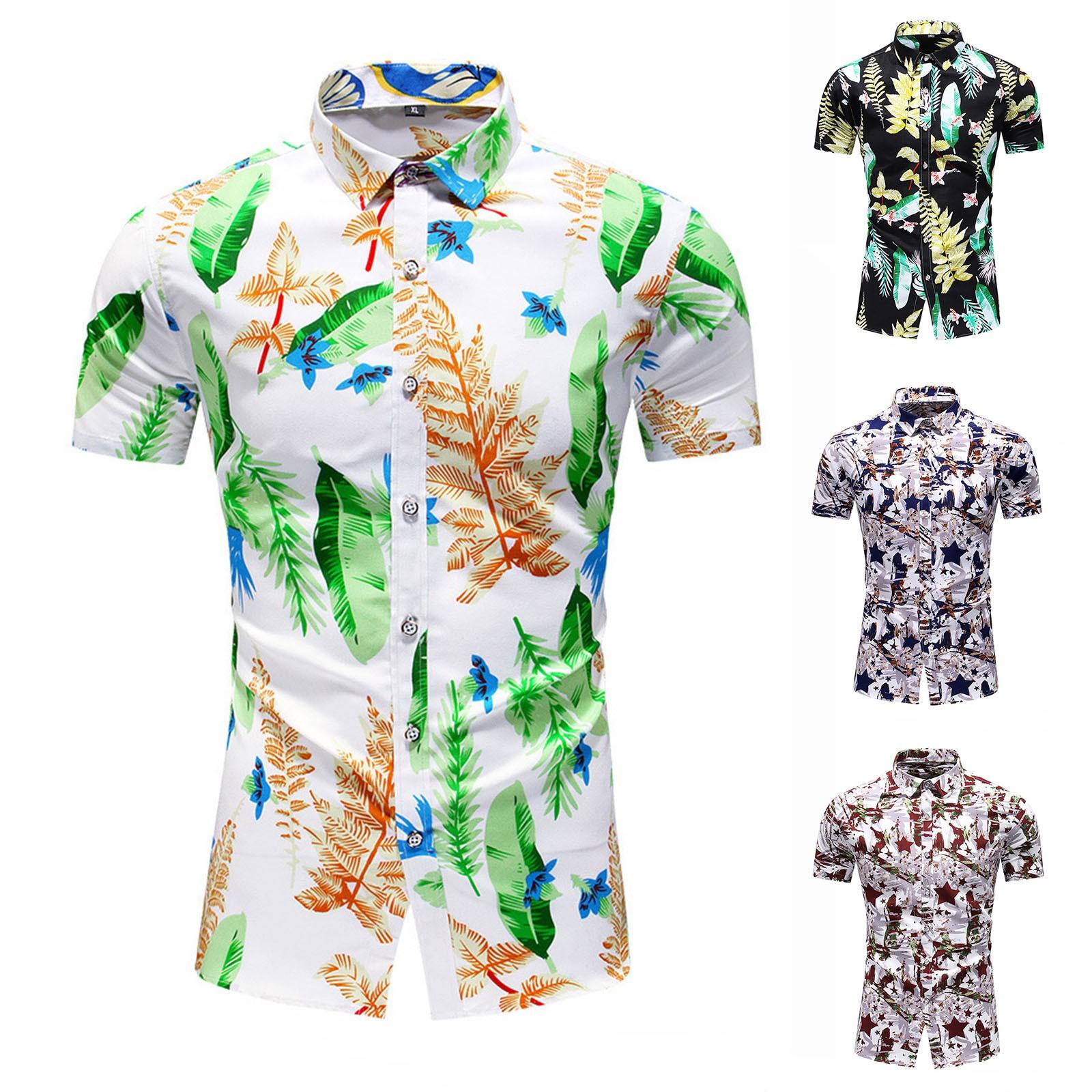 

Мужские летние рубашки с коротким рукавом с принтом на пуговицах. Мужские летние повседневные деловые рубашки с коротким рукавом.