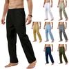 Herren Baumwoll-Leinenhose Locker Atmungsaktiv Lässig Einfarbig Lange Hose Große Größe Streetwear Fitness Leichte Yoga-Hose