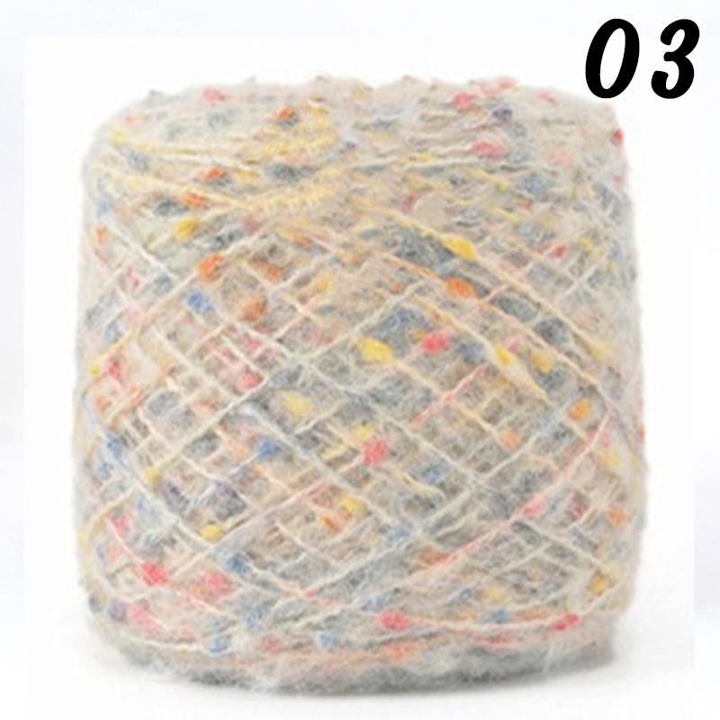Mohair Yarn Ball with Rainbow Candy Beans Embellishment Soft Wool for Sweater Scarf Bag DIY Crochet Colorful Ball Thread
