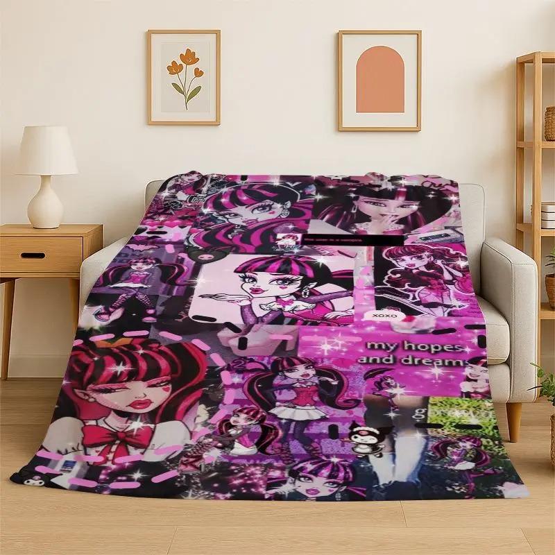 Soft Flannel Blanket M-Monster High Draculaura Vampire Super Comfortable Bedding Sofa Cover Home Decor Gift Teen Boys Girls