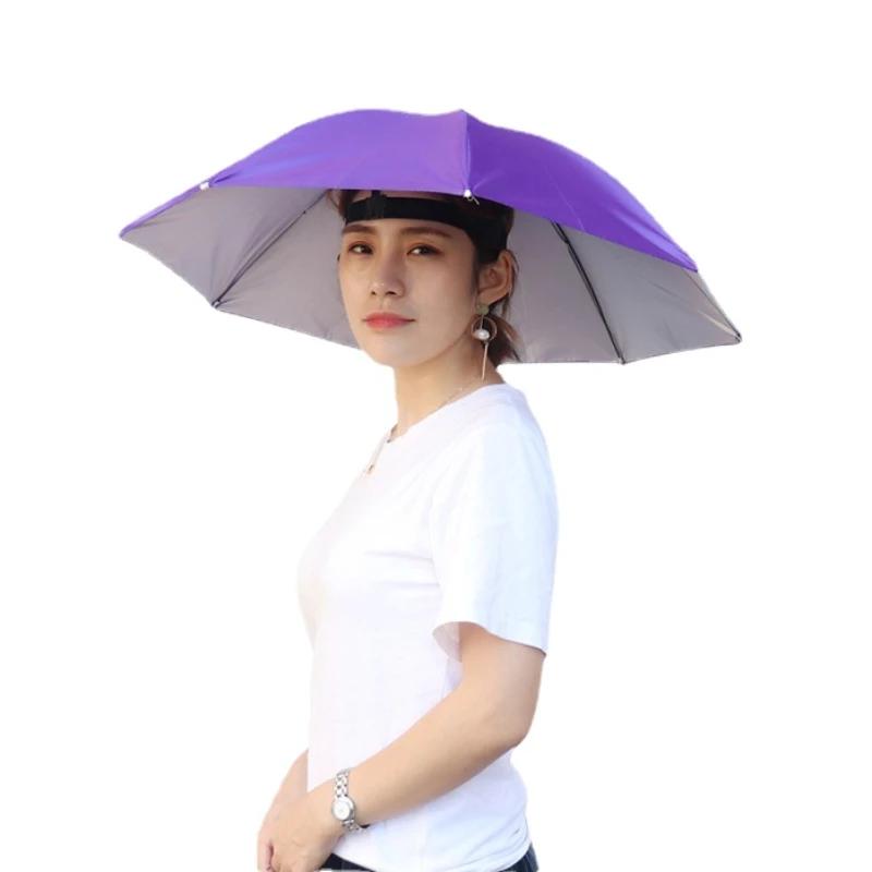 Portable Outdoor Rain Umbrella Hat Fishing Hats Foldable Sun Shade Waterproof Camping Fishing Headwear Cap Beach Head Hats