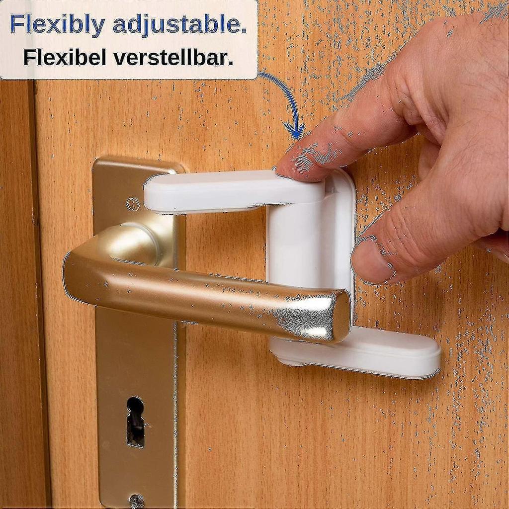 Door Handle Locks, 2 Pcs, White, Door Lock Anti Tampering With 2 Reusable Adhesives, Child Door Lock - Pengj Less