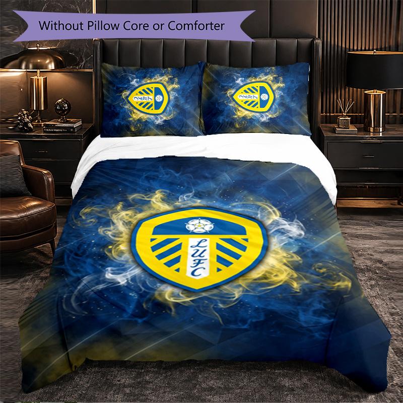 Biancheria da letto a tema Leeds United Set 3 Pezzi Copripiumino Biancheria da letto Decorativa Per Camera Adolescenti Decorazione Casa