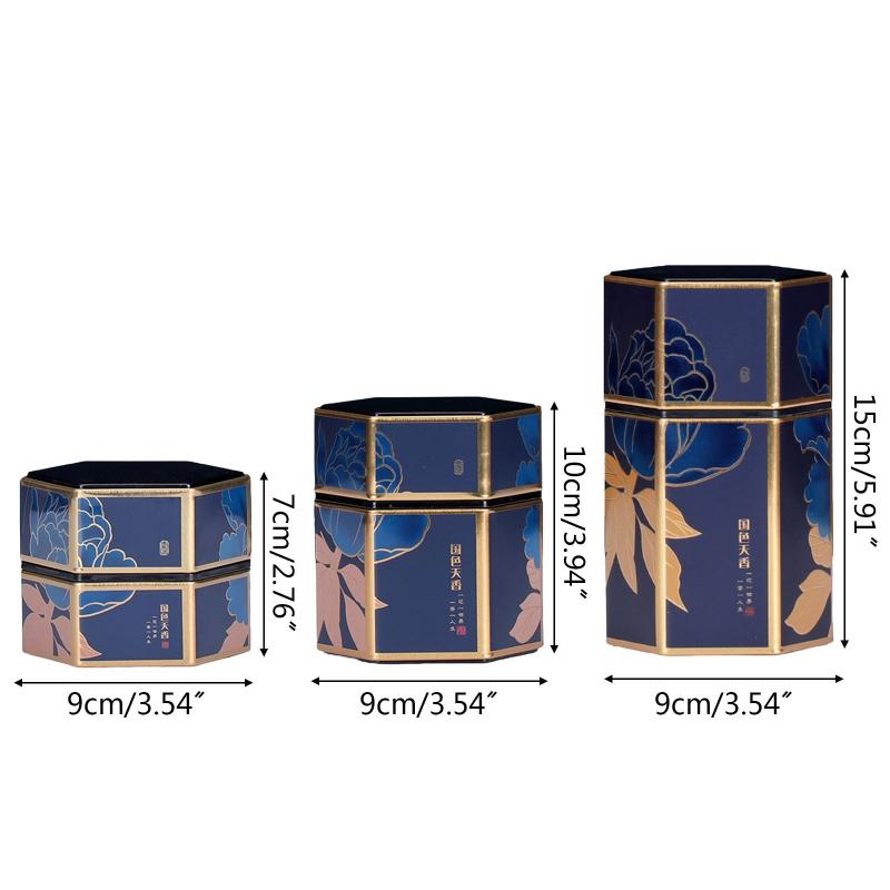 Hexagon Tea Storage Containers Tea Tins Food Storage Container Candy Jar Cans for Tea Coffee Herb Sugar Spices A0KF