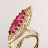 Huitan Noble Gold Color Ring for Women Marquise Shaped Engraved Design Fashion Party Wedding Holiday Accessories Chic Jewelry