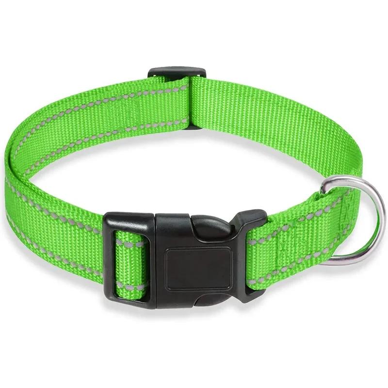 Adjustable Reflective Dog Collar Nylon Safety Pet Traction Rope Strap for Small To Medium-Sized Pets