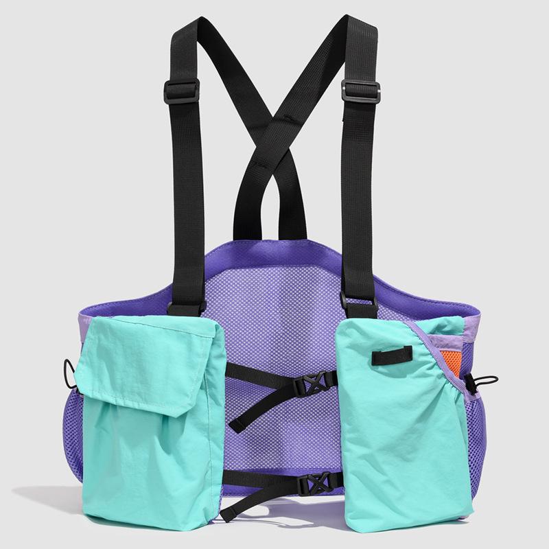 Minimalist Tactical Color-blocked Vest for Summer Outdoor Hiking and Rock Climbing, Breathable Mesh Multi-functional Vest for Men and Women