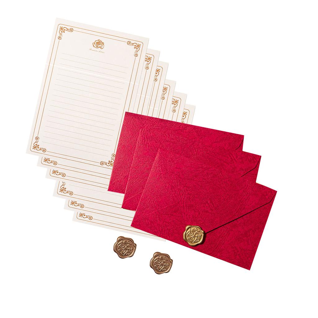 Vintage Stationery Envelopes Set with 6 Writting Paper Letter (Lined) 3 Matching Envelopes 3 Seal Stamp Sticker