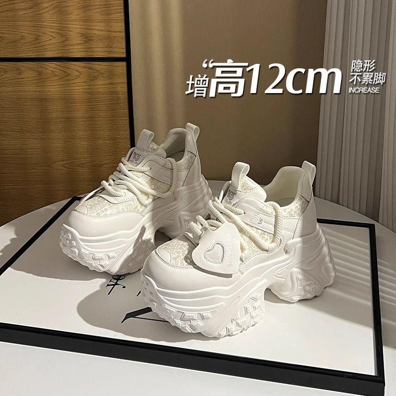 

Маленькие женские туфли на толстой подошве, увеличивающие рост, и женская обувь, новая весенне-летняя дышащая сетчатая спортивная обувь, демонстрирующая рост 39 белый