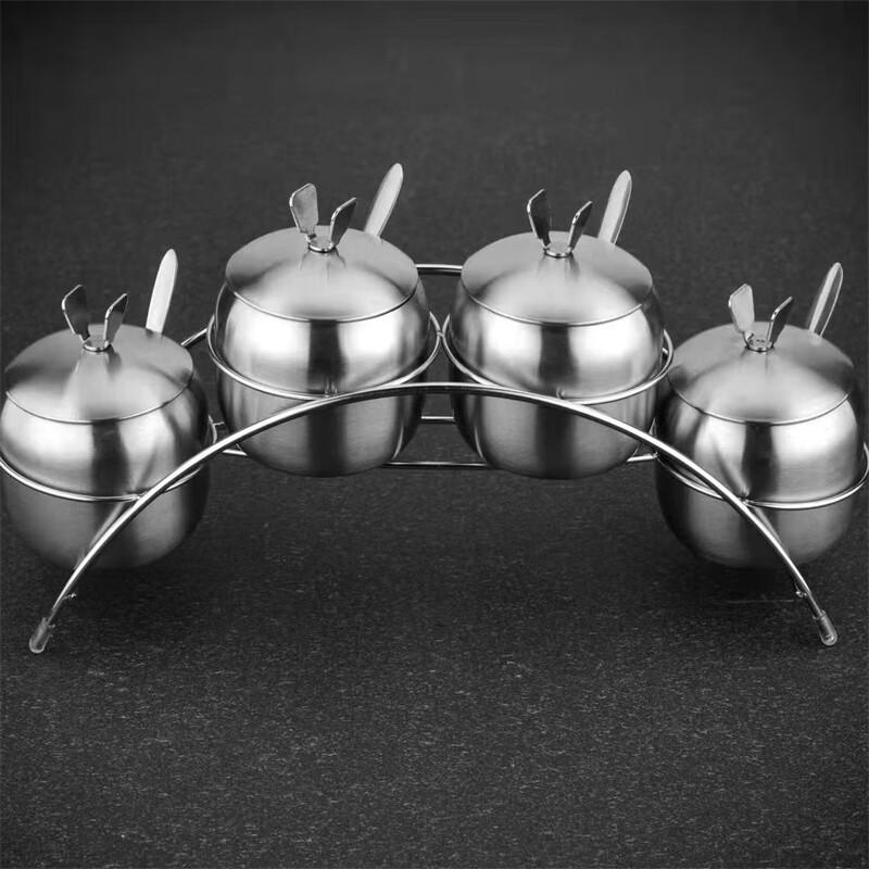 304 Stainless Steel Bridge-Shaped Condiment Set with Glass Oil Dispenser