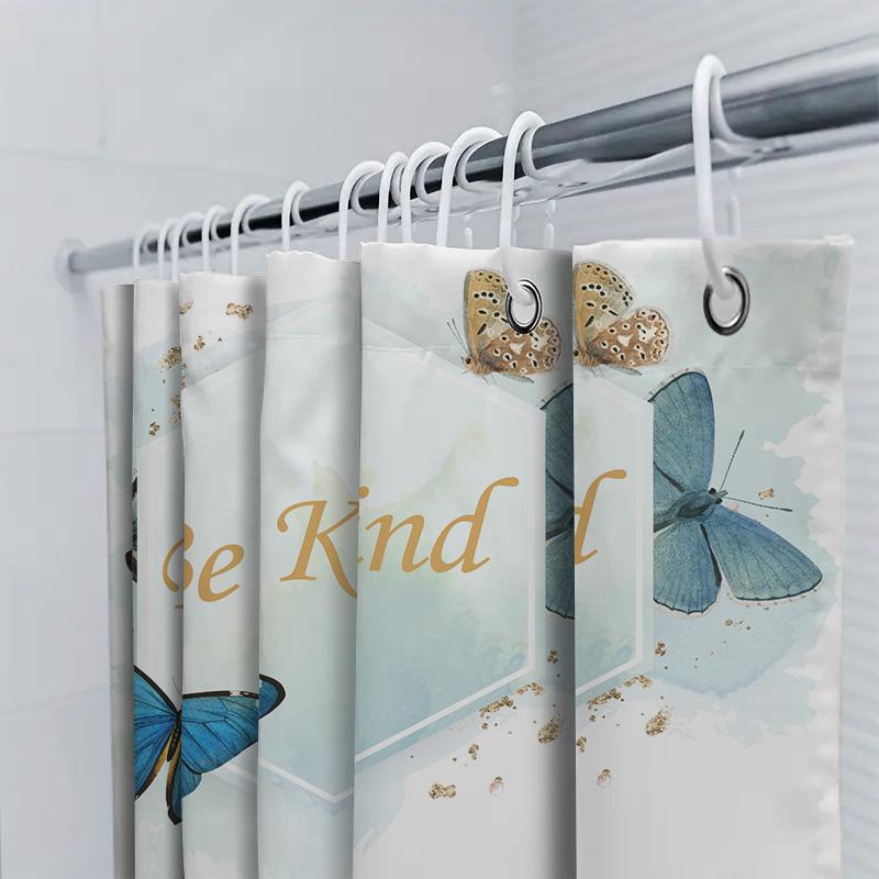 Be Kind Shower Curtain With Blue Butterflies Bath Decor For Home