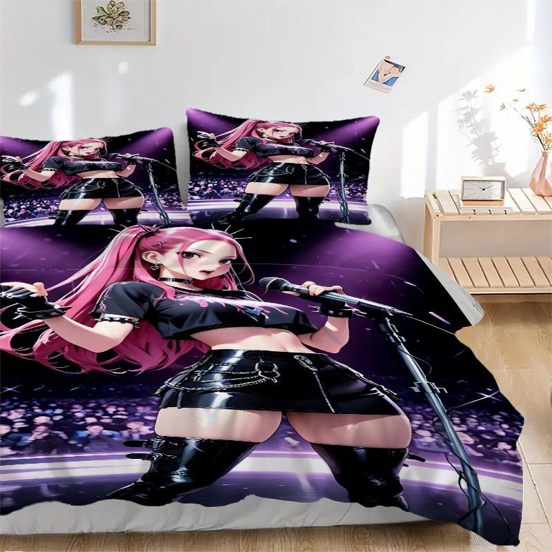 Pink Hair Singer Performance Print 3Pcs Bedding Setduvet Cover With 2 Bedropillowcase Home Birthday Gift