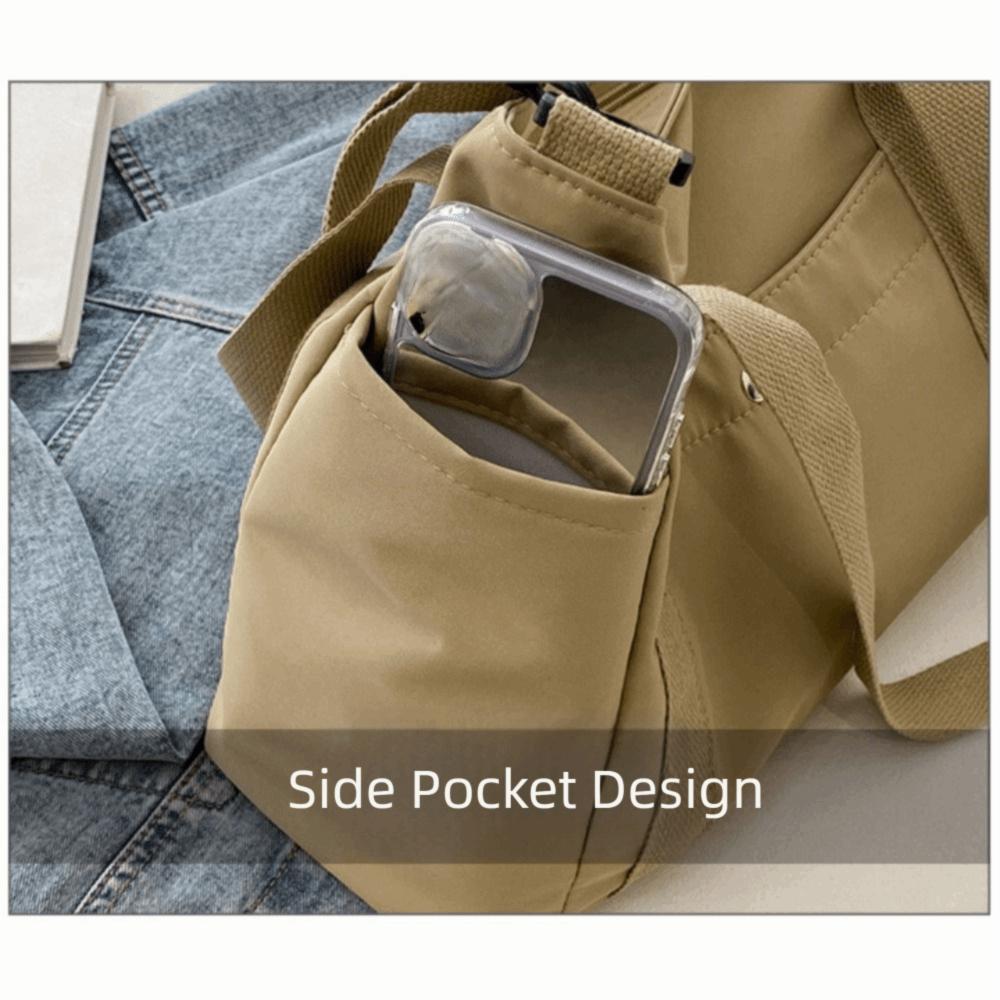 Large Capacity Multi Pocket Tote Bag Solid Color Nylon Crossbody Bag Canvas Tote Bag Commuting