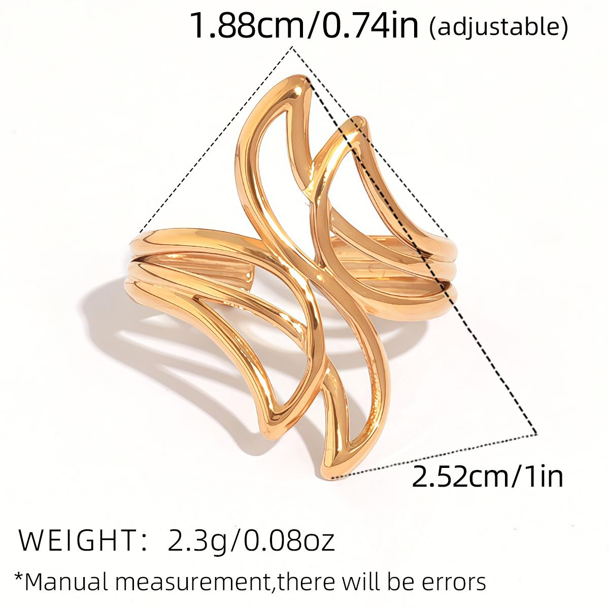 

Stainless Steel Minimalist Women s OpenRing Set Irregular Metal Lines Aesthetic Rings Designer Zircon Accessories Holiday Gift resizable