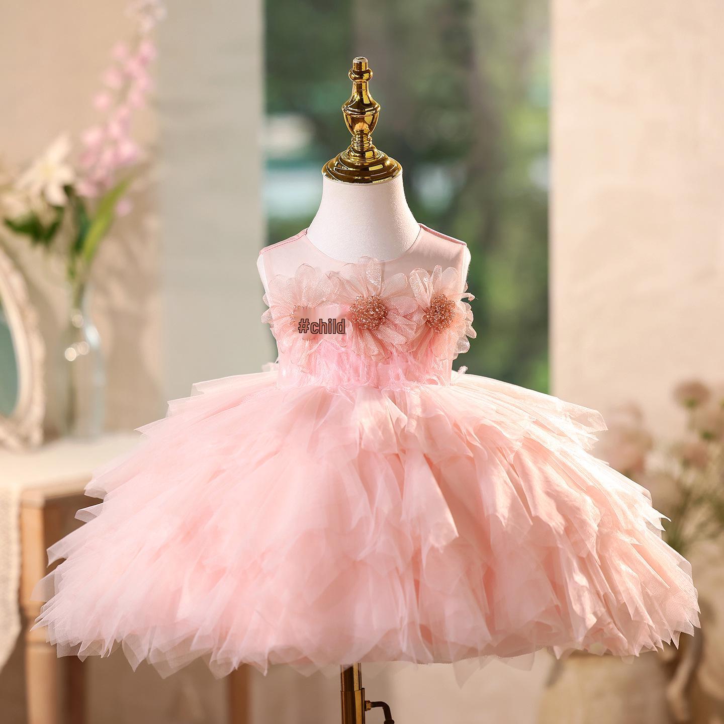 

Роскошное платье принцессы на первый день рождения девочки - издание 2025 года 90 cm розовый