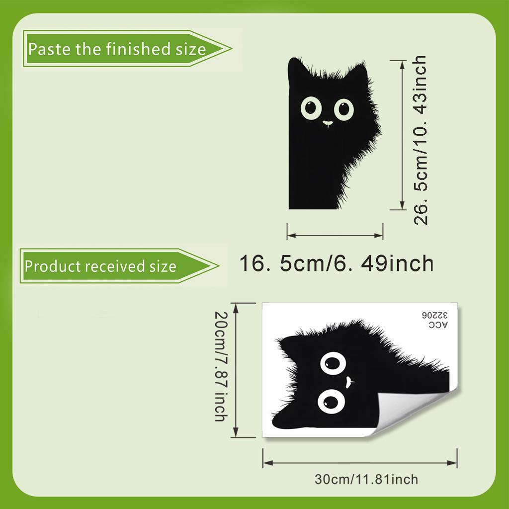 Black Cat Peeking Out Fully Transparent Double Sided Visible Static Cling Glass Sticker Home Decor