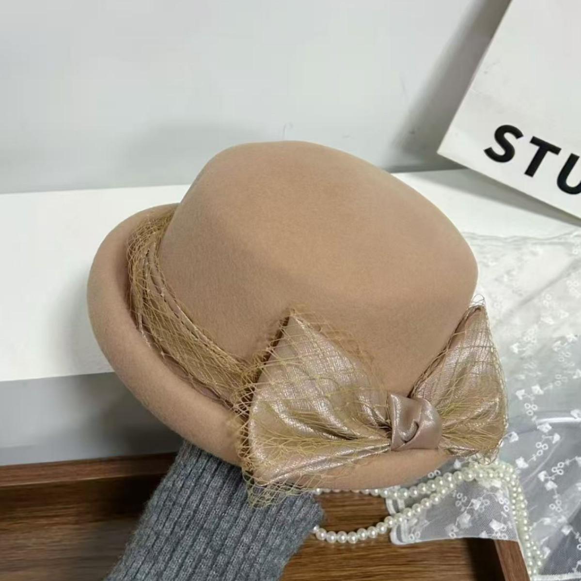 

Light luxury winter French crimped woolen top hat women s high-end beret gauze elegant basin hat shows the face is small and versatile M（55-58cm） верблюд