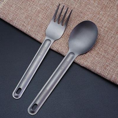 Environmental New Pure EDC Camping Tool Cutlery Fork Outdoor Picnic Accessories Titanium Cookware Long Handle Spoon