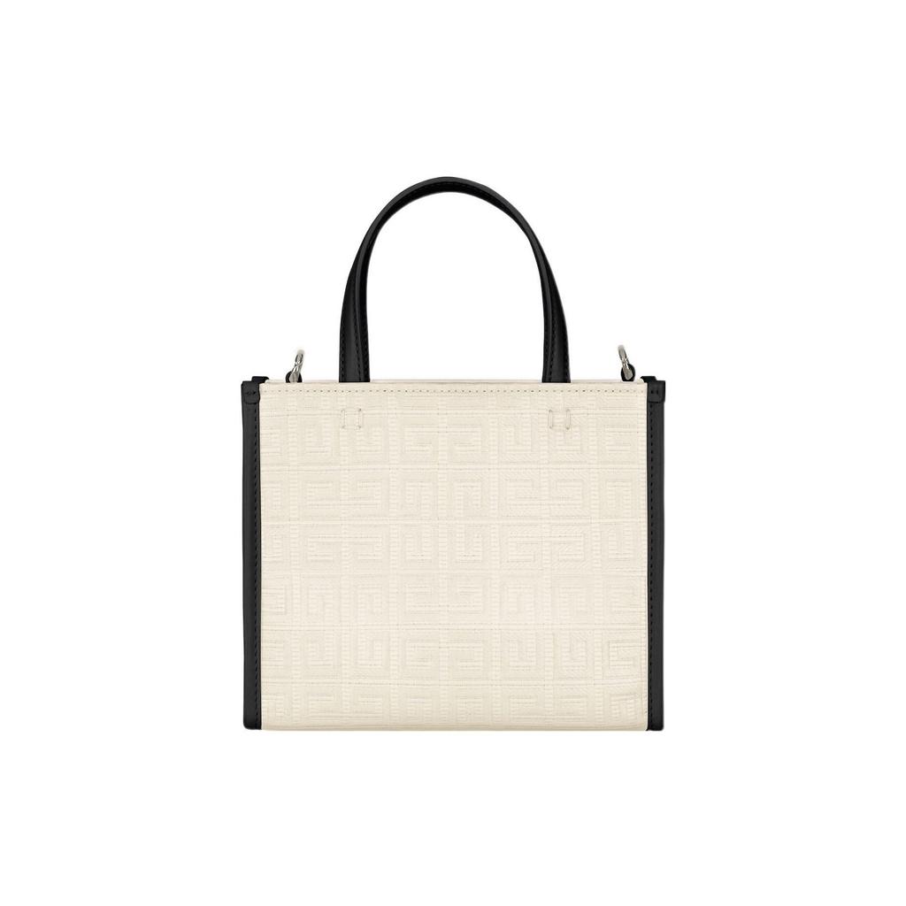 Givenchy Cabas Logo Jacquard Breiter Schultergurt Leder Mini Schulter Crossbody Tasche Damen Handtaschen Schwarz Beige BB50N0B1H1-105