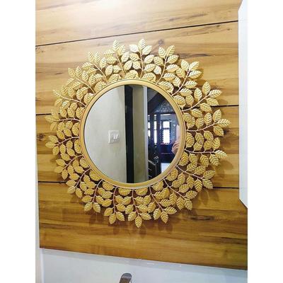 Rust Proof & Weather Proof Wall Mirror - Ideal Mirror for Living Room, Bathroom, Bedroom, Foyer | Entryway, Wash Basin Area - Gold 24 Inches 1 Piece
