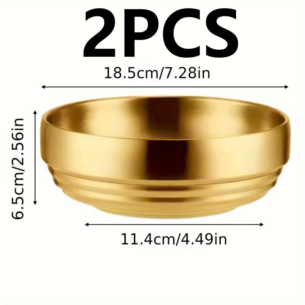 2PCS Korean style double-layer cold noodle bowl, gold color, double-layer craftsmanship, can be cleaned in a dishwasher
