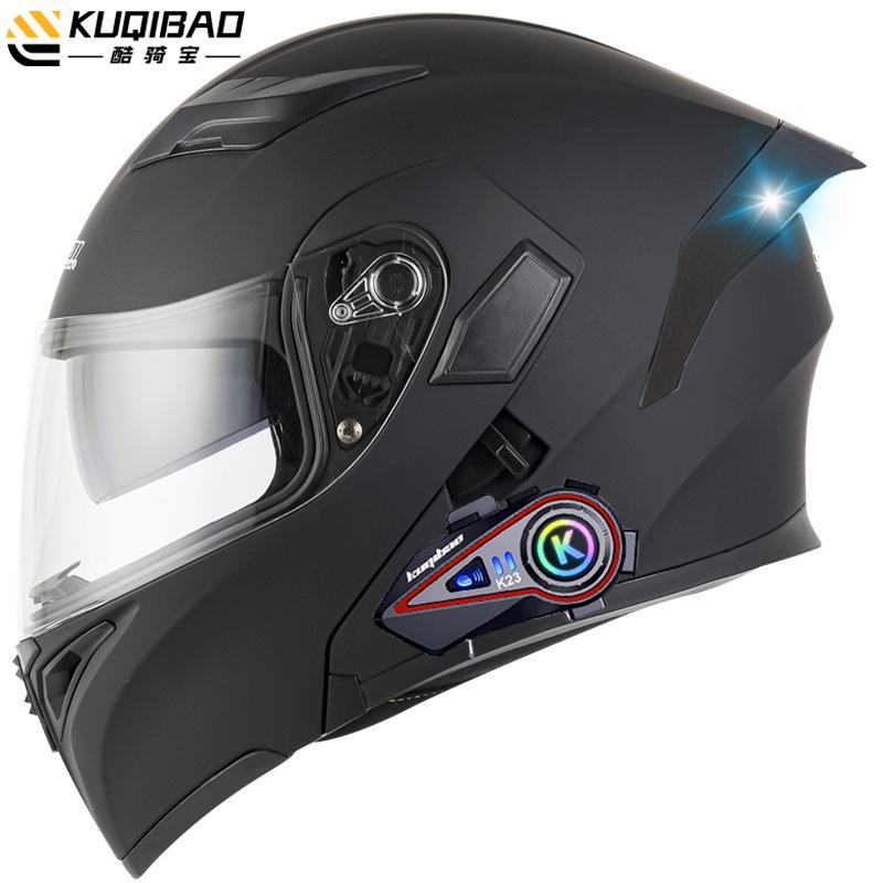 Kuqibao Dual Lens Open Face Helmet Motorcycle Bluetooth Helmet Dual Intercom Motorcycle Full Helmet Long Riding Range