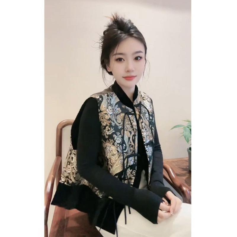 2025 spring black fringed high-end vest unique vest noble top