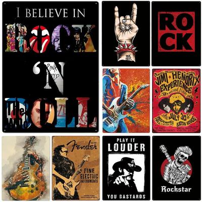 Vintage Rock N Roll Band Plaque Metal Tin Signs Wall Decoration Art Posters for Man Cave Home Cafe Garden Club Bar