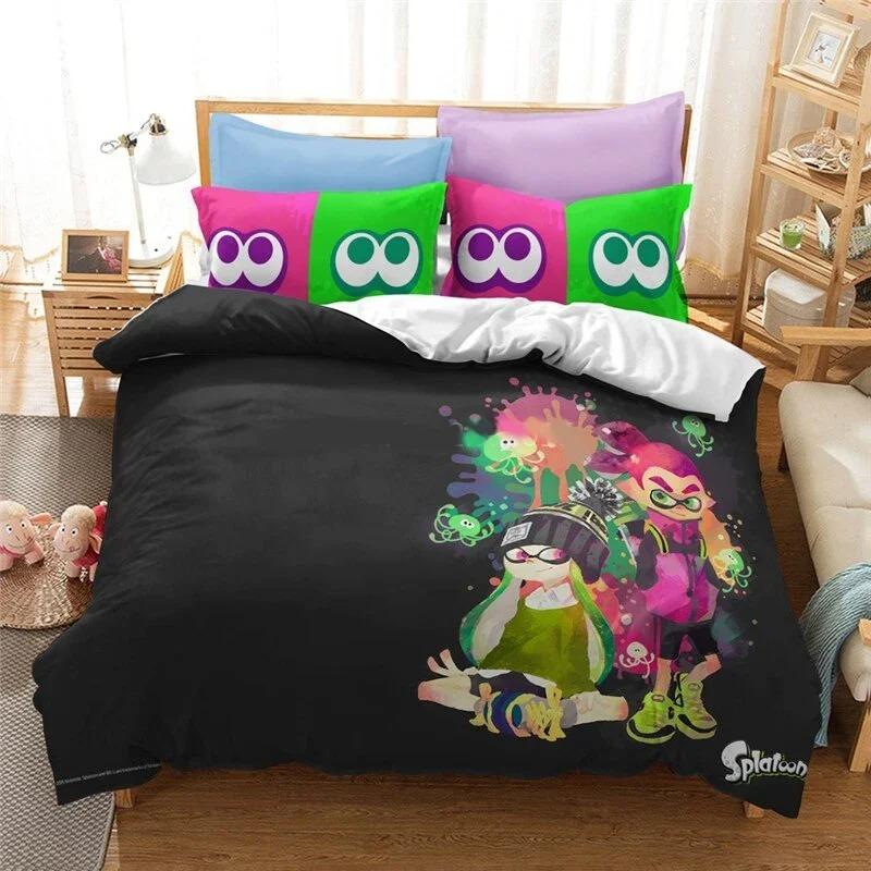 

Trendy Classic Single Twin King Comforter Quilt 3D Printed Game Splatoons Bedroom Size Home Textile Comforter (quilt)-EU Single(135*200cm)3pcs