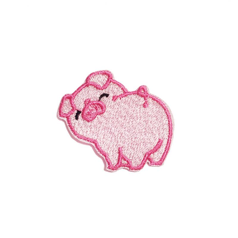 Cute Pink Pig Cartoon Embroidery Logo Patch for Clothing