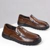 New Men's Shoes Breathable Casual Leather Shoes Soft-soled Single Shoes Outdoor Non-slip Middle-aged Dad Shoes One Pedal
