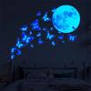 4 st/set Måne & Fjäril Självlysande Väggdekor Sovrum Hem Väggdekoration