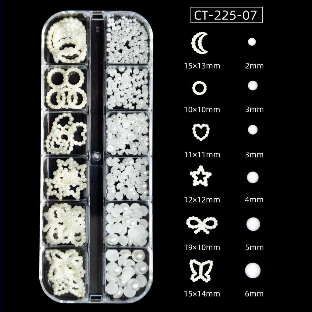 Camellia 3D Nail Art Set: Transparent Aurora, White Iridescent, and Rose Flower Decorations