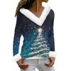 Women's T Shirt Tee Print Shirt Long Sleeve Party Fleece Collar V Neck  Top